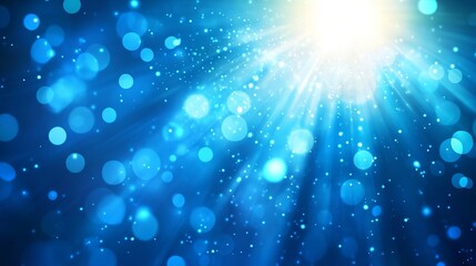 Obraz premium Vibrant blue lights backdrop with bokeh and lens flare effects on light blue gradient background modern vector illustration ideal for websites, presentations, graphic design, and digital media project