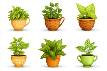 Fototapeta premium Plants in Ceramic Pots