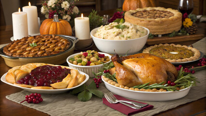 A delicious feast ready for Thanksgiving or Christmas.
