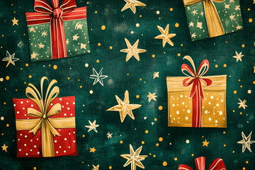 Obraz premium Festive gift presentation holiday celebration art illustration cozy atmosphere colorful viewpoint joyful concept