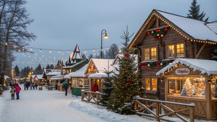Fototapeta premium A generated image of Christmas Village. Christmas Background
