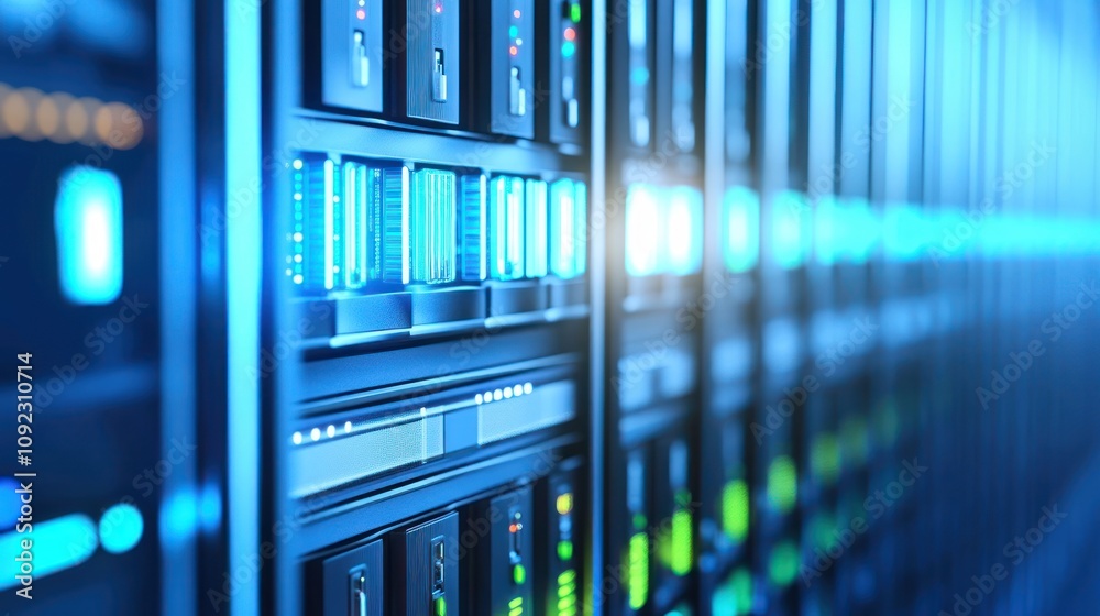 Poster illuminated server rack data center technology
