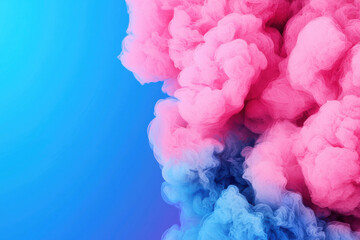 Fototapeta premium Vibrant pink and blue smoke swirling in dynamic abstract pattern