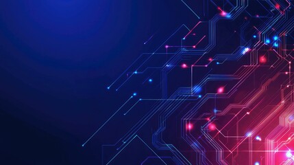 Fototapeta premium Abstract digital circuit board background with glowing lines and nodes.