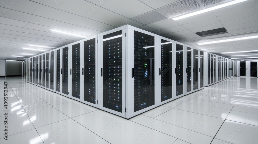 Poster modern data center server room infrastructure