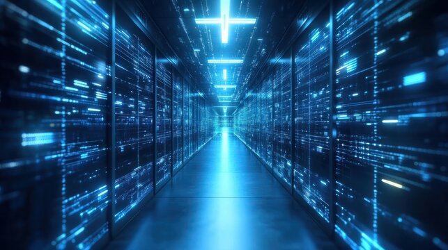 Blue digital networking, internet, cyber and business background