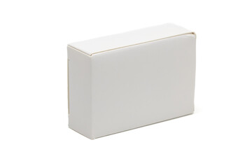 empty plain rectangle paper or cardboard box. small mock up box. Isolated in white background.
