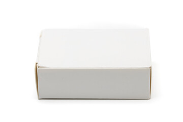 empty plain rectangle paper or cardboard box. small mock up box. Isolated in white background.