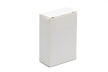 empty plain rectangle paper or cardboard box. small mock up box. Isolated in white background.