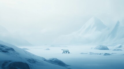 Polar Bear in a Frozen Landscape
