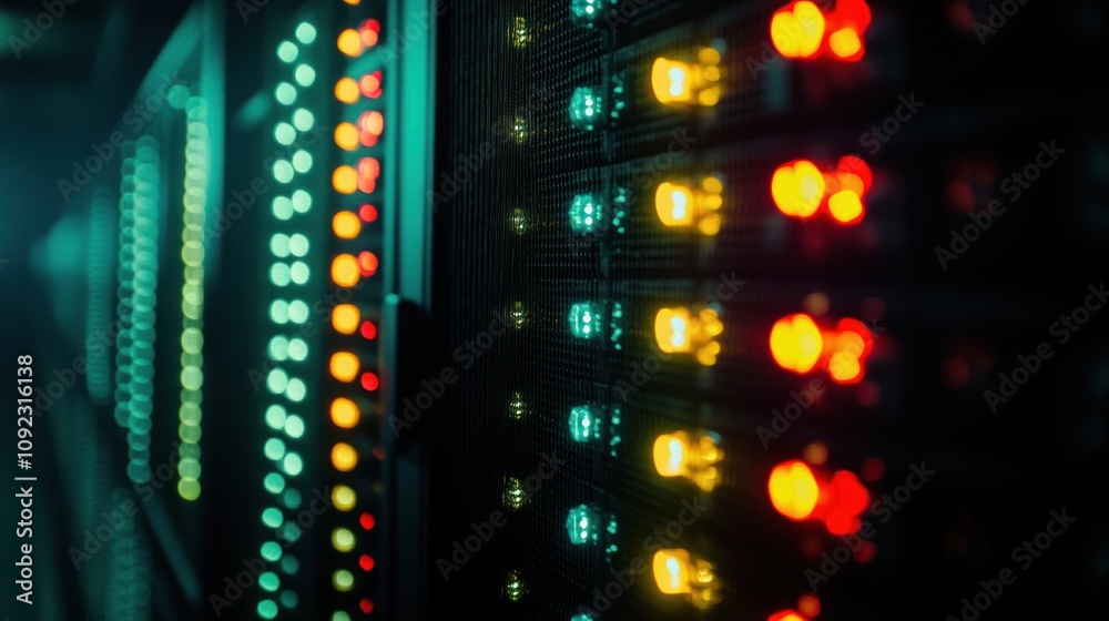 Poster Illuminated Server Racks Data Center Technology