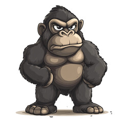 Fototapeta premium Powerful Gorilla Illustration: A fierce primate in a captivating cartoon style.