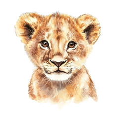 Obraz premium Adorable Lion Cub Watercolor Painting