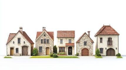 Fototapeta premium Miniature Home Models with Oversized Artistic Keys on White Background