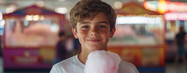 National Cotton Candy Day, Proud Boy Enjoying Sweet Cotton Candy Treat