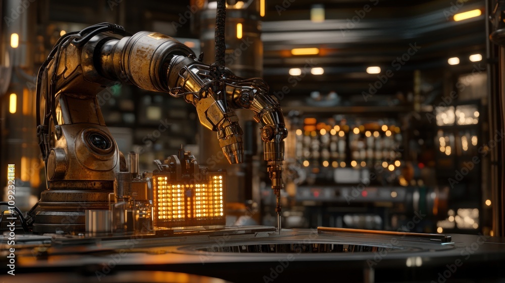 Aufkleber Robotic Arm Precision Engineering In Futuristic Factory Setting
