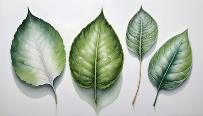 Obraz premium green leaves isolated on white