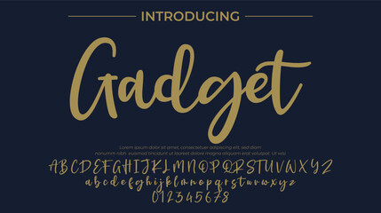 Gadget Font Stylish brush painted an uppercase vector letters, alphabet, typeface
