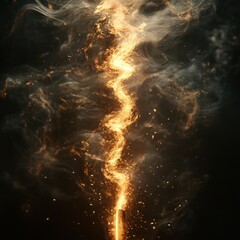 A swirling golden light with smoke, creating a dynamic and ethereal visual effect.
