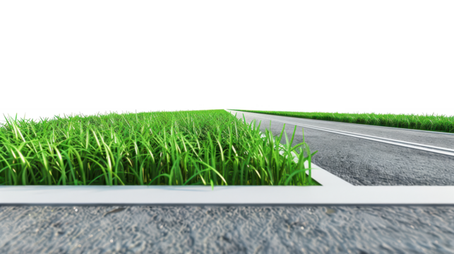 Country road through a green field. Scenic summer landscape. Open road, nature photography