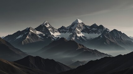 Fototapeta premium Gray Andes mountain scenery with dramatic cliffs and cloudy skies