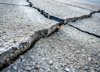 Abstract Grey Broken Surface with Jagged Edges - Close-Up of Cracked Concrete Texture for Backgrounds and Designs