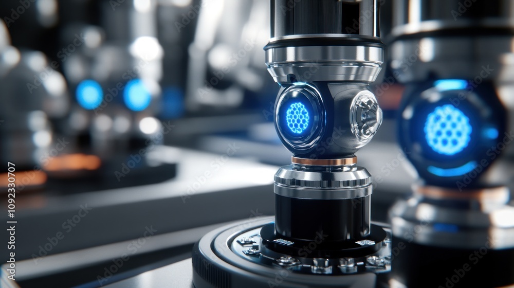 Aufkleber futuristic robotic assembly line machine components
