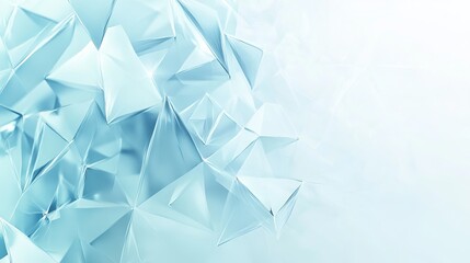 Obraz premium Minimal light blue background with translucent triangles and geometric design elements