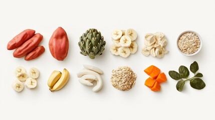 A vibrant display of fresh fruits and vegetables, showcasing health and nutrition with a variety of textures, colors, and natural beauty.