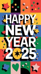happy new year 2025 Illustartion,Typography,Banner,Poster T-shirt Design Motivational Quote