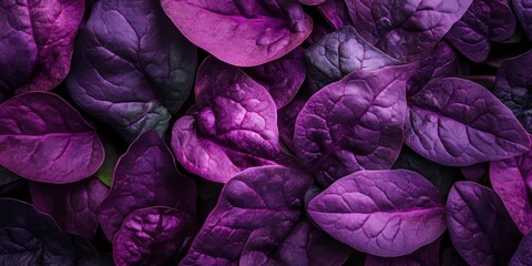 Obraz premium Close up of purple spinach leaves, highlighting the aesthetic beauty of leaves. This image showcases the vibrant colors and textures of leaves, perfect for any nature themed project.