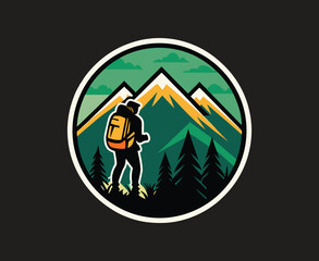Fototapeta premium Mountain Hiking Adventure T-shirt Design–Nature Wilderness Badge Vector illustration