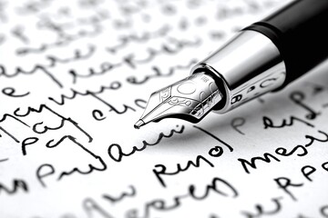 Fototapeta premium Fountain Pen Writing on Paper