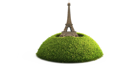 Eiffel Tower on a grassy hill: A miniature architectural marvel
