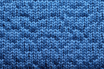 Blue wool knitted texture background.
