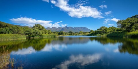 Scenic Groenvlei Lake surrounded by lush nature offers a tranquil escape, making Groenvlei Lake a perfect spot for relaxation and nature exploration. Enjoy the beauty of Groenvlei Lake.