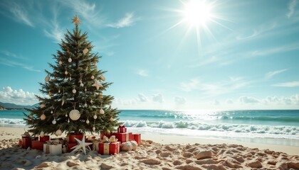 Christmas tree with gifts. Merry  Christmas from Australia.