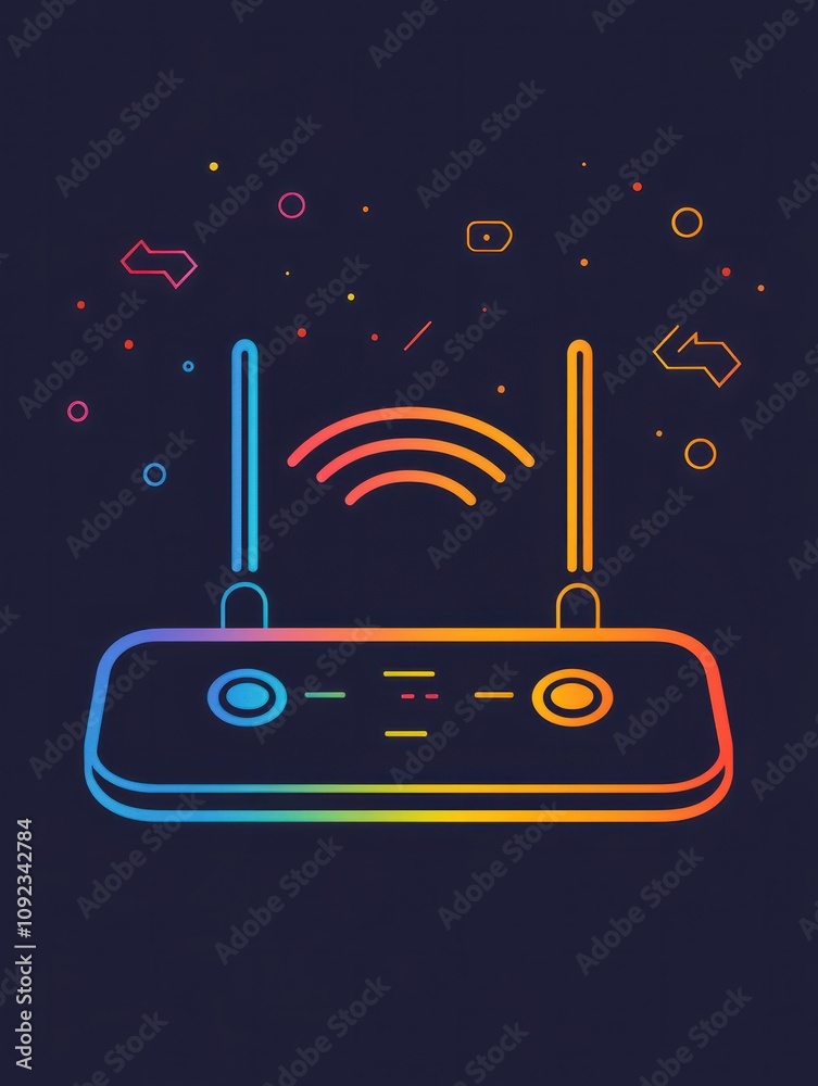 Poster router multi color style icon. simple thin line, outline of internet things icons for ui and ux, web