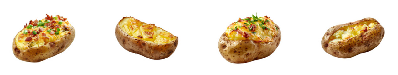  Loaded Baked Potato Set on Isolated Transparent Background - PNG Image