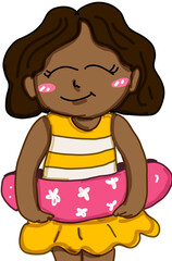 A black girl with rubber ring 