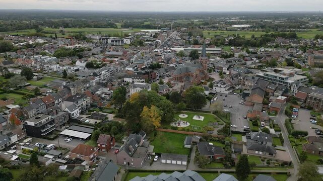 Beautiful township of Putte in Belgium, aerial drone view