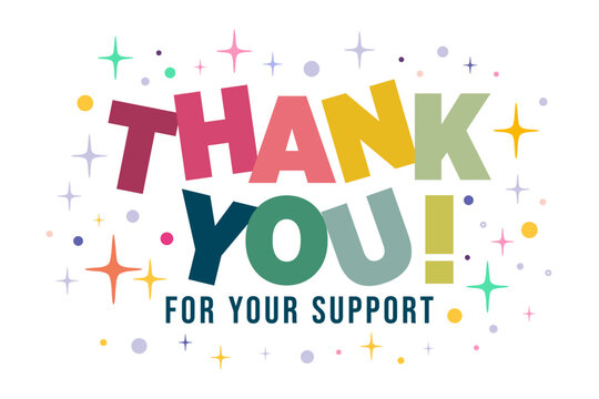 Colorful thank you card template design printable or 
small business Thank you tags, product insert, stickers, sign, vector, Thank you for your support text typography lettering