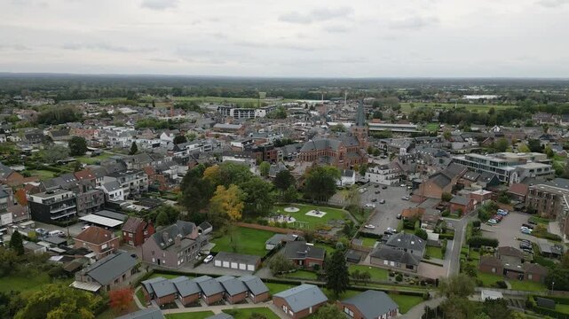 Small township of Putte in Belgium aerial drone view