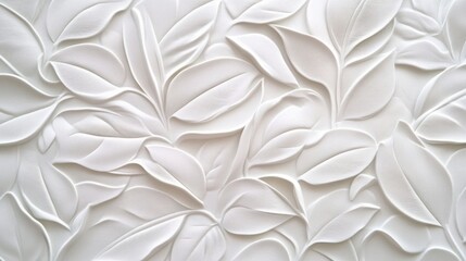 An intricate design featuring embossed leaves in white, creating a subtle yet elegant texture. Perfect for artistic inspiration or modern decor.