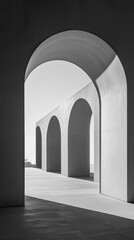 Fototapeta premium Modern minimalist architecture with arches in black and white