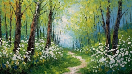 Obraz premium I feel peace and happiness while enjoying flowers and warm sunshine on a sunny spring day