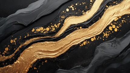 Obraz premium Abstract black and gold textured artwork.
