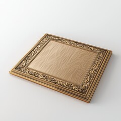 Fototapeta premium Ornate wooden picture frame on white background showcasing elegant carved design