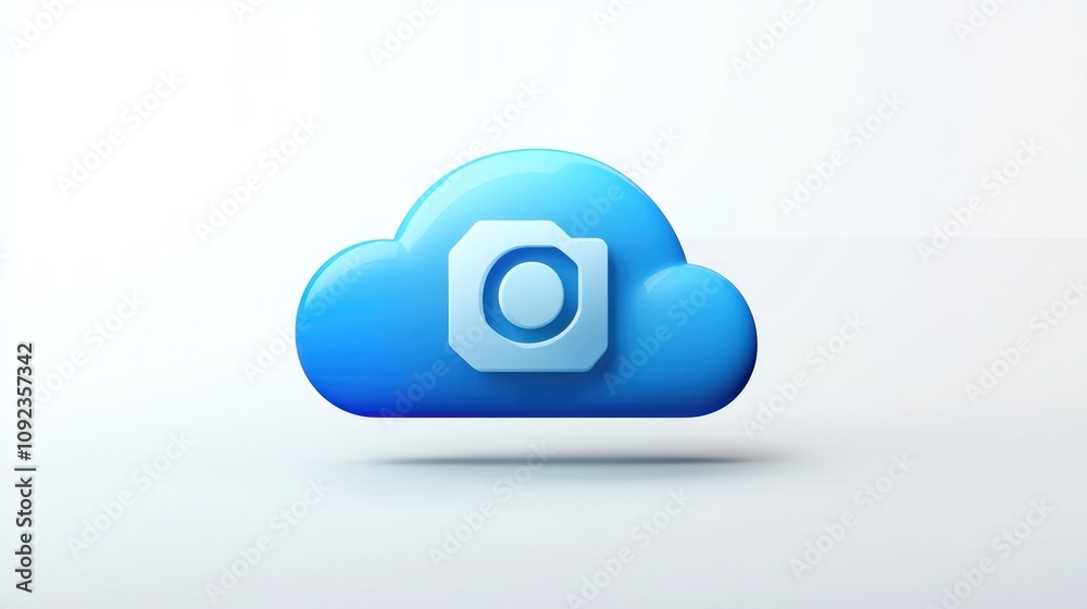 Poster blue cloud icon represents secure data storage