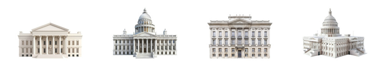 Obraz premium Classic Architectural Buildings Isolated Transparent Background PNG Image